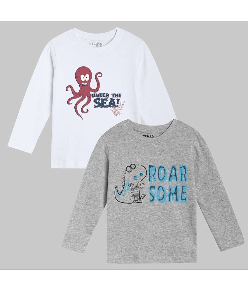 ETCHED DESIGN Pack of 1 Boys Cotton T-Shirt ( Multicolor )