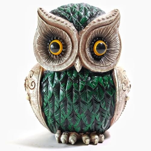 The Spiritual Living Classy Green Owl Statue for Good Luck | 4 Inch | Feng Shui Items | Art Figure Showpiece for