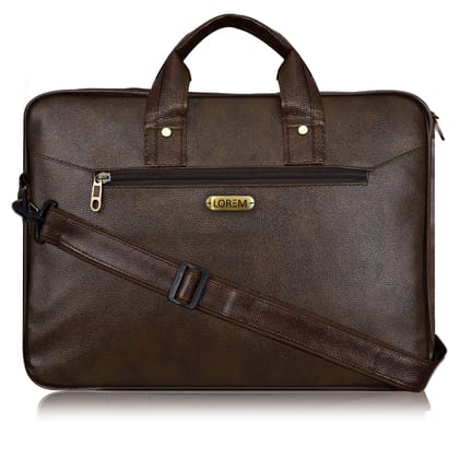 LOREM Tan Color Faux Leather 10L Laptop Messenger Bag For Men & Women BG09
