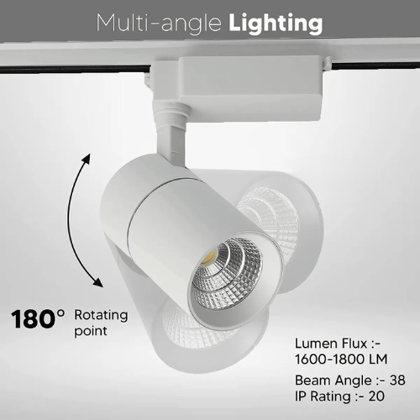SPARKWORLD 10W LED Track Light (White Body, Cool White) | Adjustable COB Focus Light for Showroom, Home & Retail Display Modern Ceiling Spotlight
