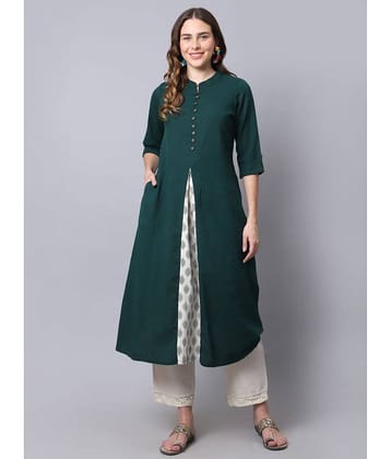 Pistaa - Green Cotton Women's A-line Kurti ( Pack of 1 )