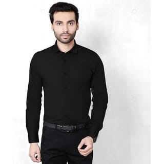 Baleshwar Mens Black Regular Fit Formal Shirt (Pack of 1)