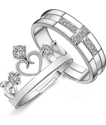 HEER COLLECTION - Silver Couple Ring ( Pack of 2 )