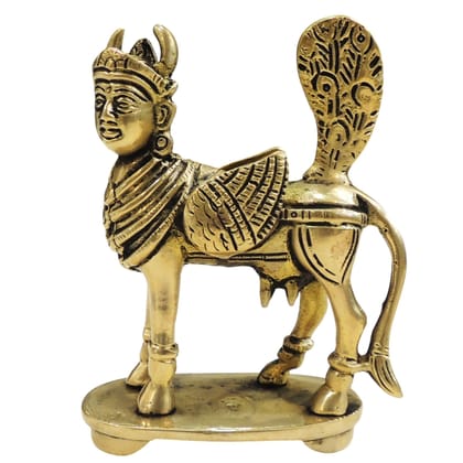 Brass Kamdhenu Cow Idol Statue | Vastu & Home Temple Decor, Height : 4.2 Inch (BSMAS1052 D)