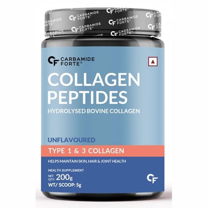Carbamide Forte Hydrolyzed Collagen Powder, 200g | with Type 1 & 3 Collagen Peptides | Unflavored