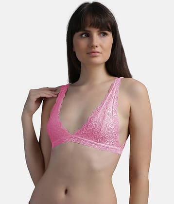 N-Gal Nylon Non Padded Women's Bralette Bra ( White )