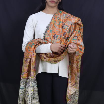 Tribal Design Multi Color Tussar Silk Dupatta
