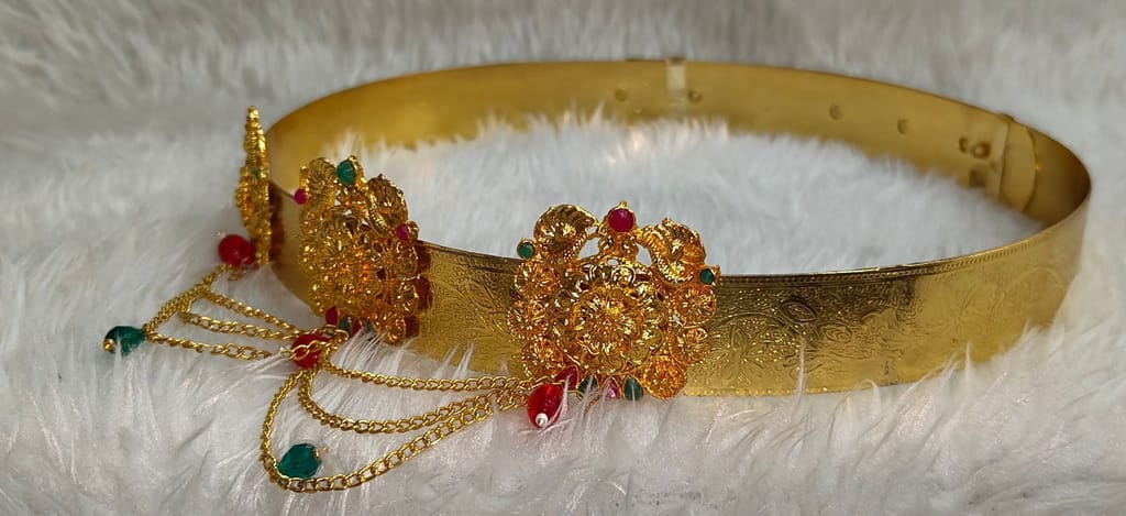 Bridal Waist Belt for Women, Gold Plated Traditional Indian Kamarband, Wedding Saree Belt