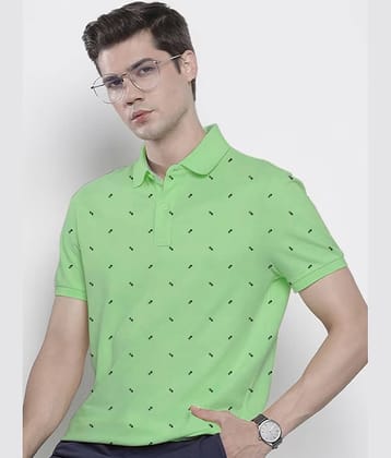 Merriment Pack of 1 Cotton Blend Regular Fit Printed Half Sleeves Men's Polo T Shirt ( Mint Green )