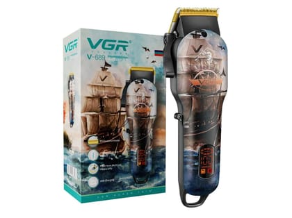 VGR V-689 Professional Hair Clipper with LED display Trimmer 180 min Runtime 8 Length Settings (Multicolor)