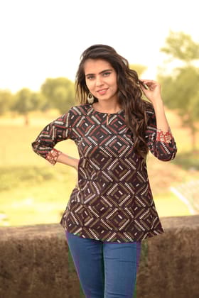 JAIPUR HANDBLOCK PRINT New collection of cotton hand printed short kurti 44