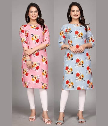 KALAVRITTA Pack of 2 Crepe Printed Straight Women's Kurti - ( Multicoloured )