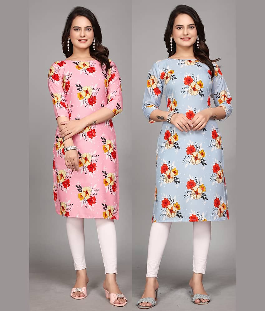 KALAVRITTA Pack of 2 Crepe Printed Straight Women's Kurti - ( Multicoloured )