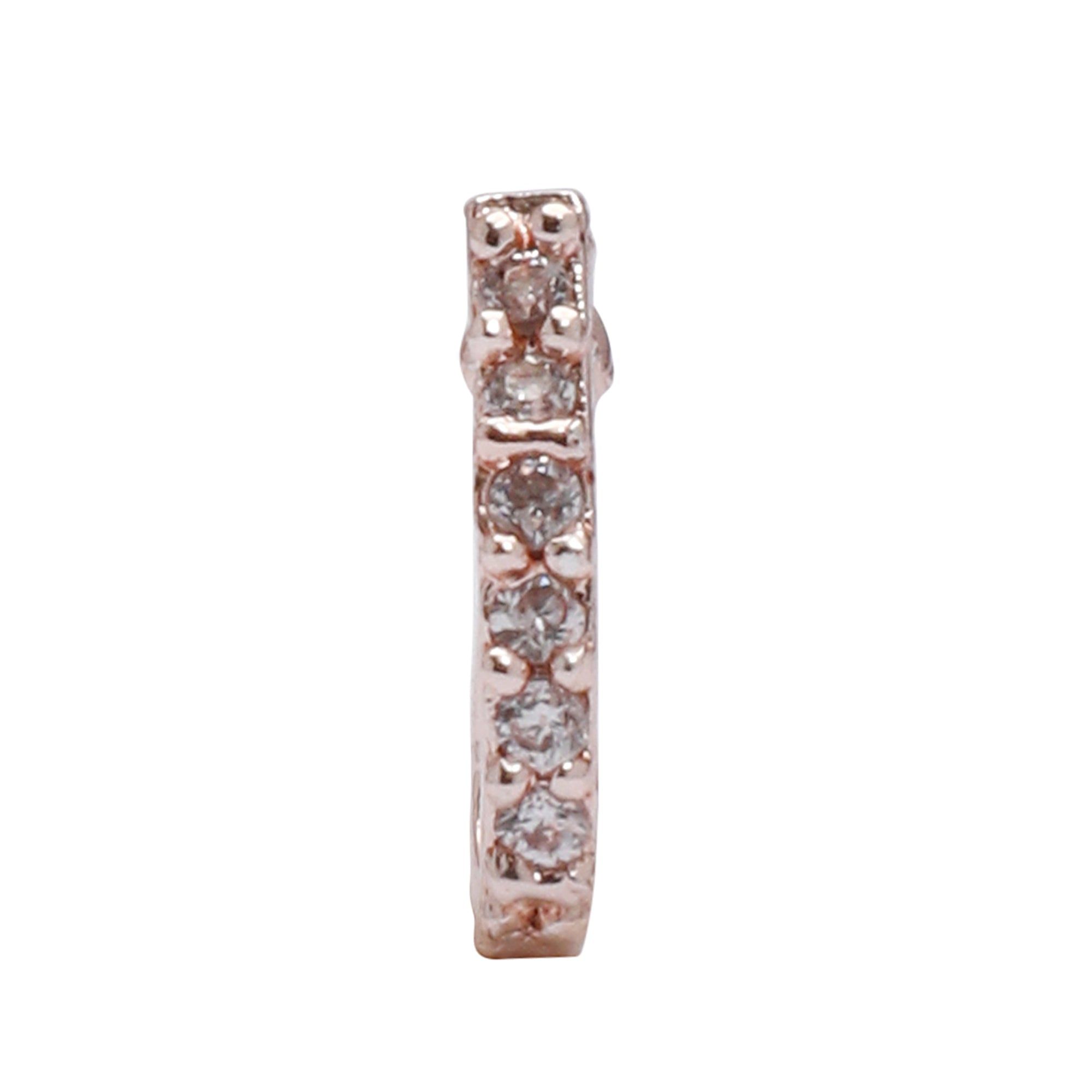 AD CZ Line Pressing Rose Gold Nose Pin (1 CM)-White / Rose Gold / Free Size