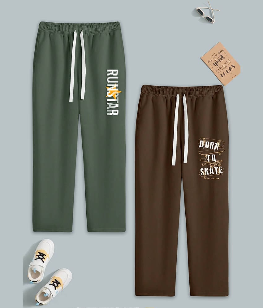 RUNSTARS Pack of 2 Boys Cotton Blend Trackpant ( Multicolor )