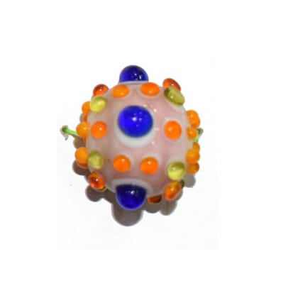 Beadwaala Handmade Fancy Lampwork Glass Beads For Jewelry Making. (Round) SFL-126-Per Packet 25 Pcs / 15X15 MM