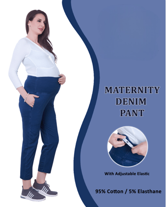 Women's Maternity Denim Pant-DNPANT DX / Blue / L