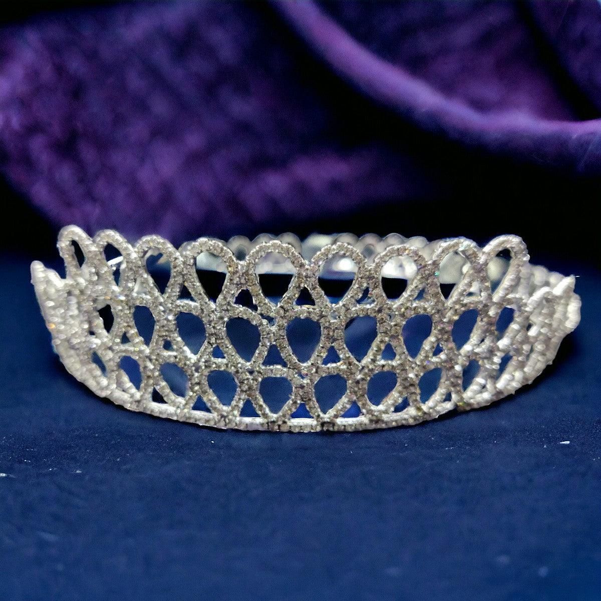 Silver Plated Embellish Rhinestone Tiara fashion show Crown