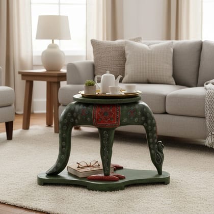 Wooden Peacock Painted Coffee Table For Home Office Furniture