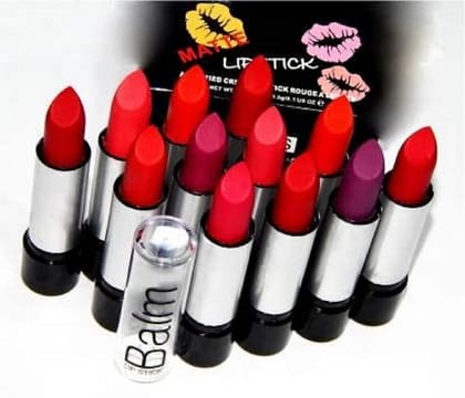 Elecsera Balm Super Matte Lipstick Combo Set of 12 (Multicolor, 36 g)