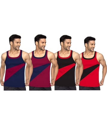 Drako Pack of 4 Cotton Basic Vest For Men ( Multicolor )
