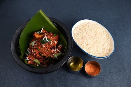 Ghee Roast Mutton With Steamed Rice