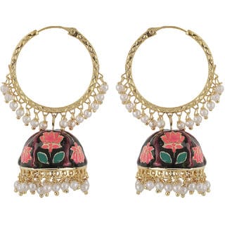 Lotus Jhumki Plain Baali Top Earrings Earrings Golden Black Alloy Copper Material Earrings for Women's Fashion Jewelry