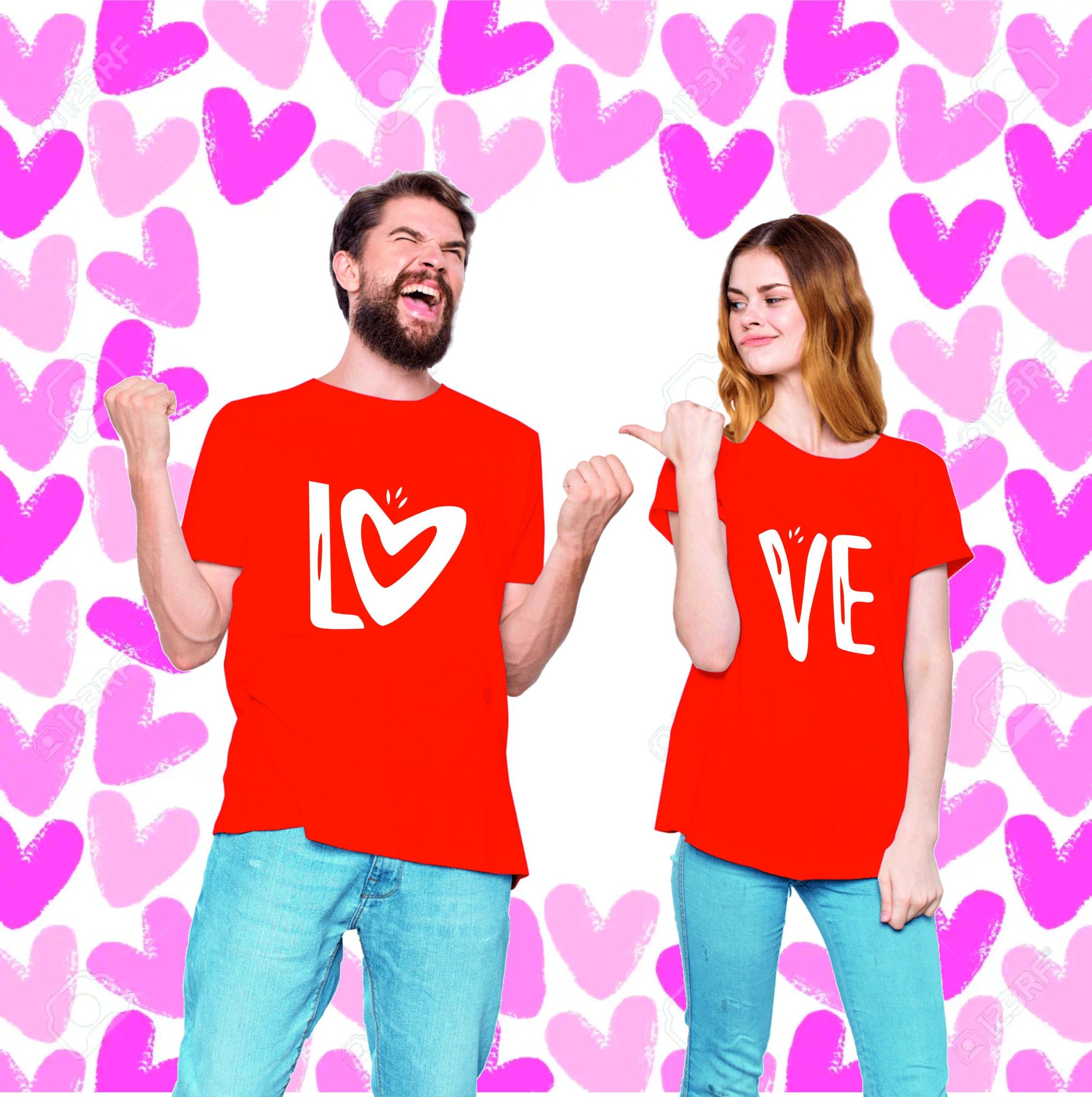 Lo Ve - Couple T Shirts For Valentine Pre-wedding Gifts-S / XS