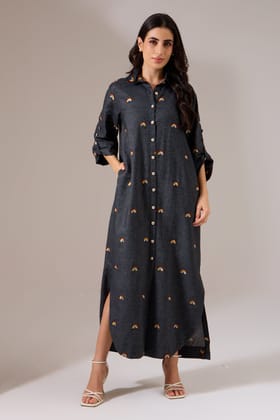 RAINBOW denim long dress-RAINBOW - Black / Denim / XXS