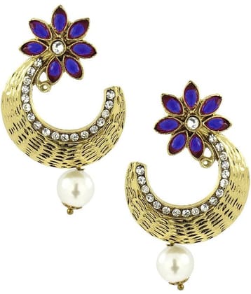The Jewelbox Brass Gold Plating American diamonds Studded Multi Coloured Earrings