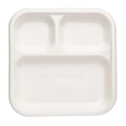 10" 3CP SQUARE Meal plate- Standard  Pack of 50