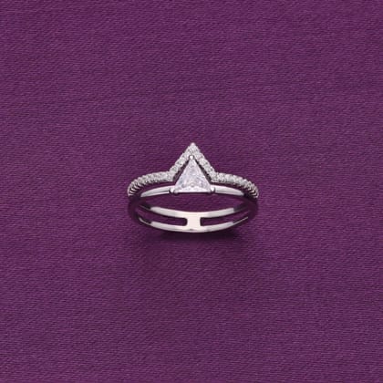 Twinkling Crown Statement Silver Ring-White Stone / Silver / US 5 (15.6 mm Diameter)