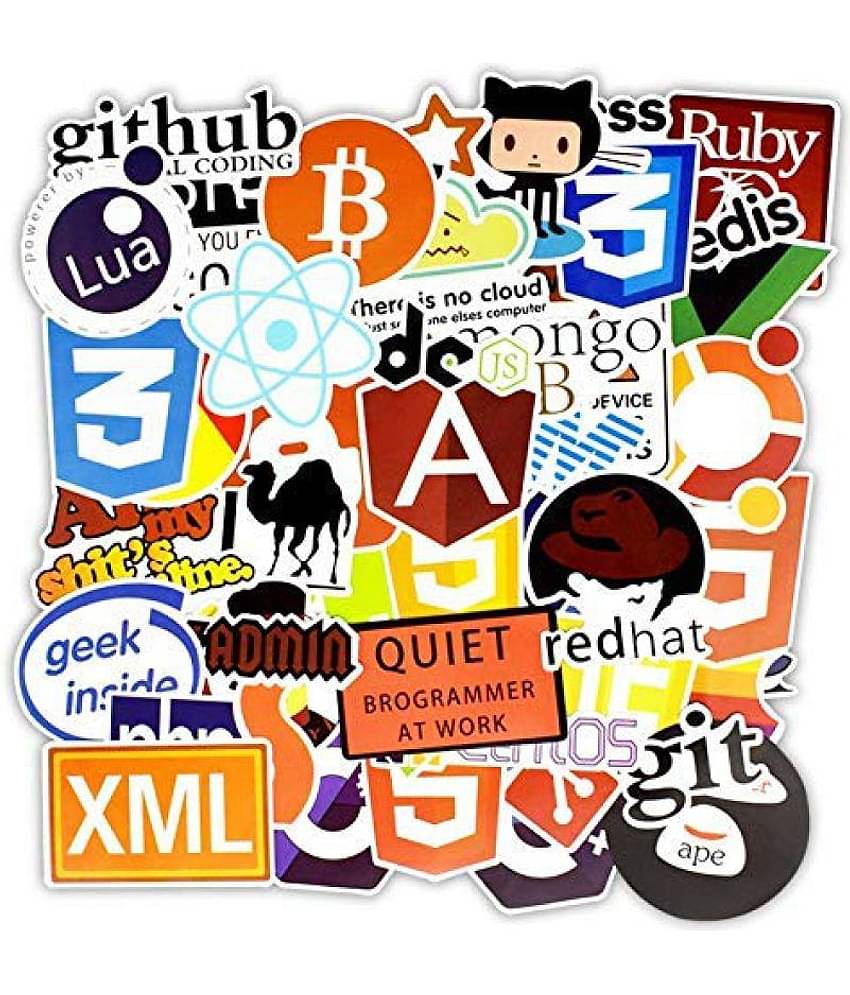 iDream Programming Language Software Geek DIY Stickers for Laptops (Set of 50)