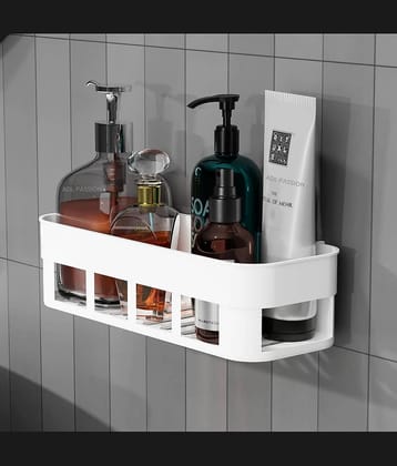 FEDIFU Plastic Bathroom Organiser, Self Adhesive Bathroom Shelf for Wall, Washroom Organizer, Bathroom Rack Stand Without Drilling  (PACK OF 1)