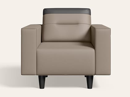 Vespera 1 Seater Synthetic Leather Sofa (3-Years Warranty, Solid Wood, Peanut and Black)