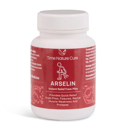 Time Nature Cure Arselin Ayurvedic Piles Medicine for Relief from Hemorrhoids, Fissures & Fistula | Reduces Pain, Itching & Bleeding | Herbal Care Supplement | 30 Capsules, Pack of 1
