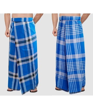 Feather Green - Multi Cotton Blend Men's Lungi ( Pack of 2 )