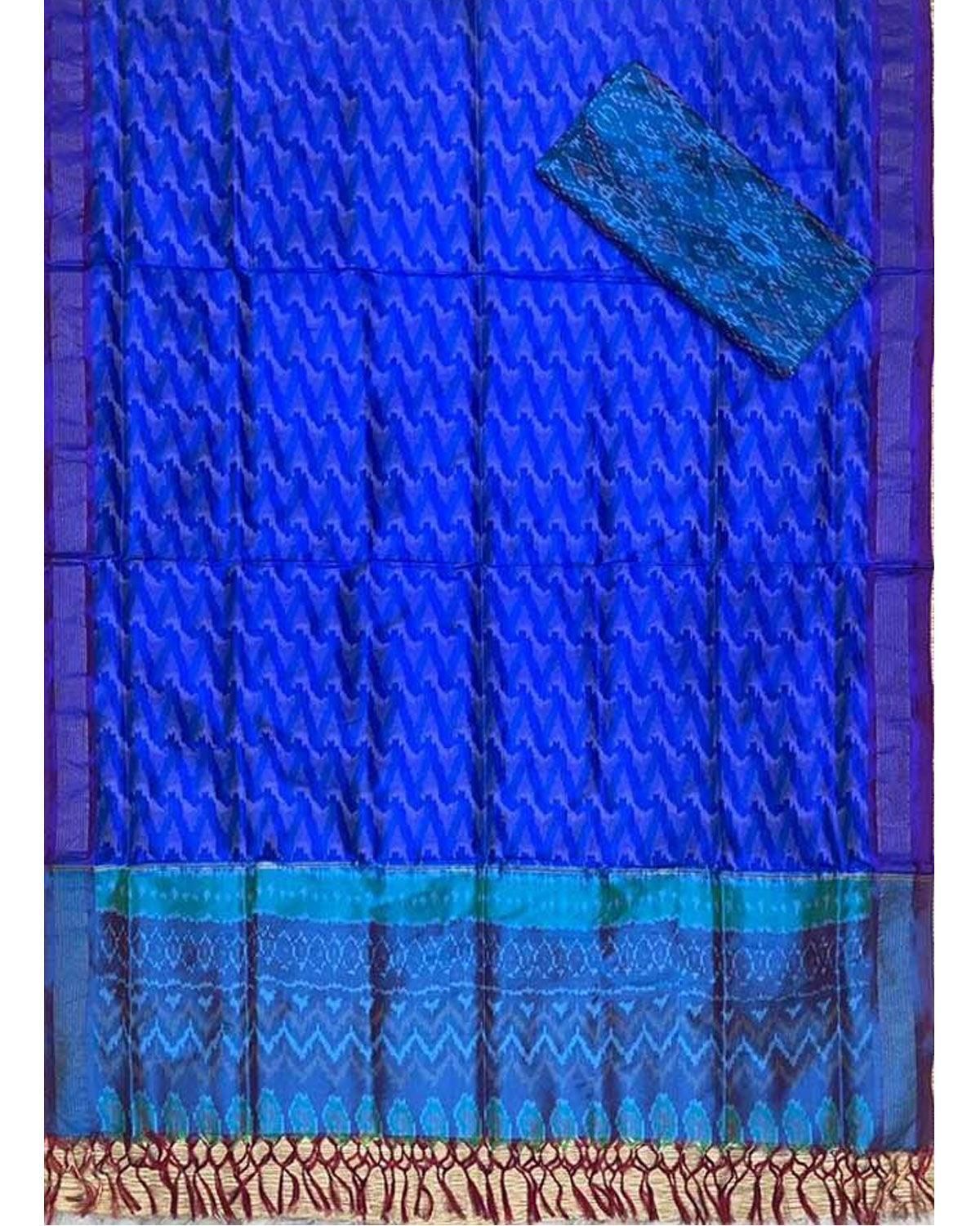 POCHAMPALLY PATTU BLUE COLOR DRESS MATERIALS