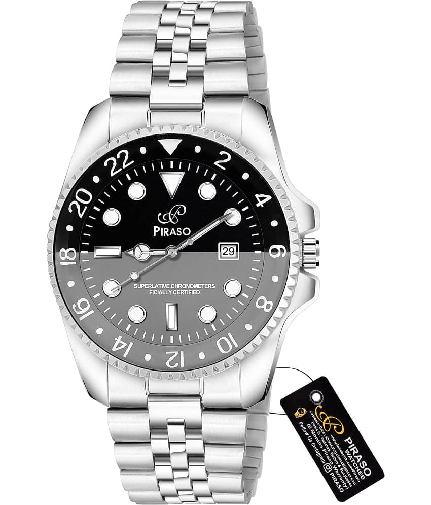 PIRASO Silver Stainless Steel Analog Men's Watch