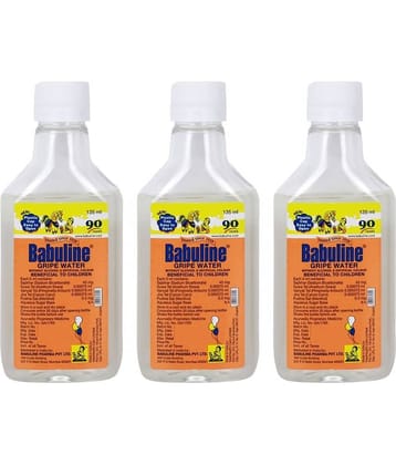 Babuline Gripe Water for Baby Indigestion, Stomach Colic Pain Relief - 135ml Bottle (Pack of 3)