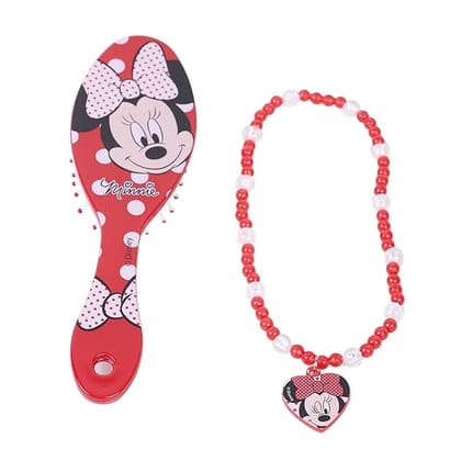 Li'l Diva Minnie Mouse Hair Brush With Necklace For Girls 3 Years And Above