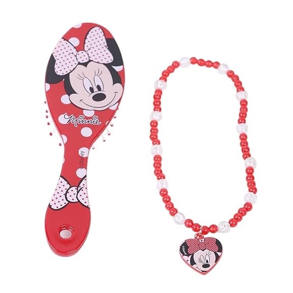 Li'l Diva Minnie Mouse Hair Brush With Necklace For Girls 3 Years And Above