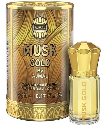 Ajmal MUSK GOLD Attar | Fruity & Musky Fragrance | Long Lasting Attar Men & Women - 5 ML Pack of 1