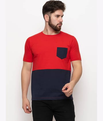 ZEBULUN Cotton Blend Regular Fit Colorblock Half Sleeves Men's T-Shirt - Red ( Pack of 1 )