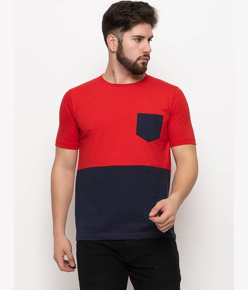 ZEBULUN Cotton Blend Regular Fit Colorblock Half Sleeves Men's T-Shirt - Red ( Pack of 1 )