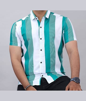 STI Poly Cotton Regular Fit Striped Half Sleeves Men's Casual Shirt - Green ( Pack of 1 )