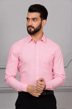 Pink Striped Formal Cotton Shirt (Size - S) by BLUE EAGLE