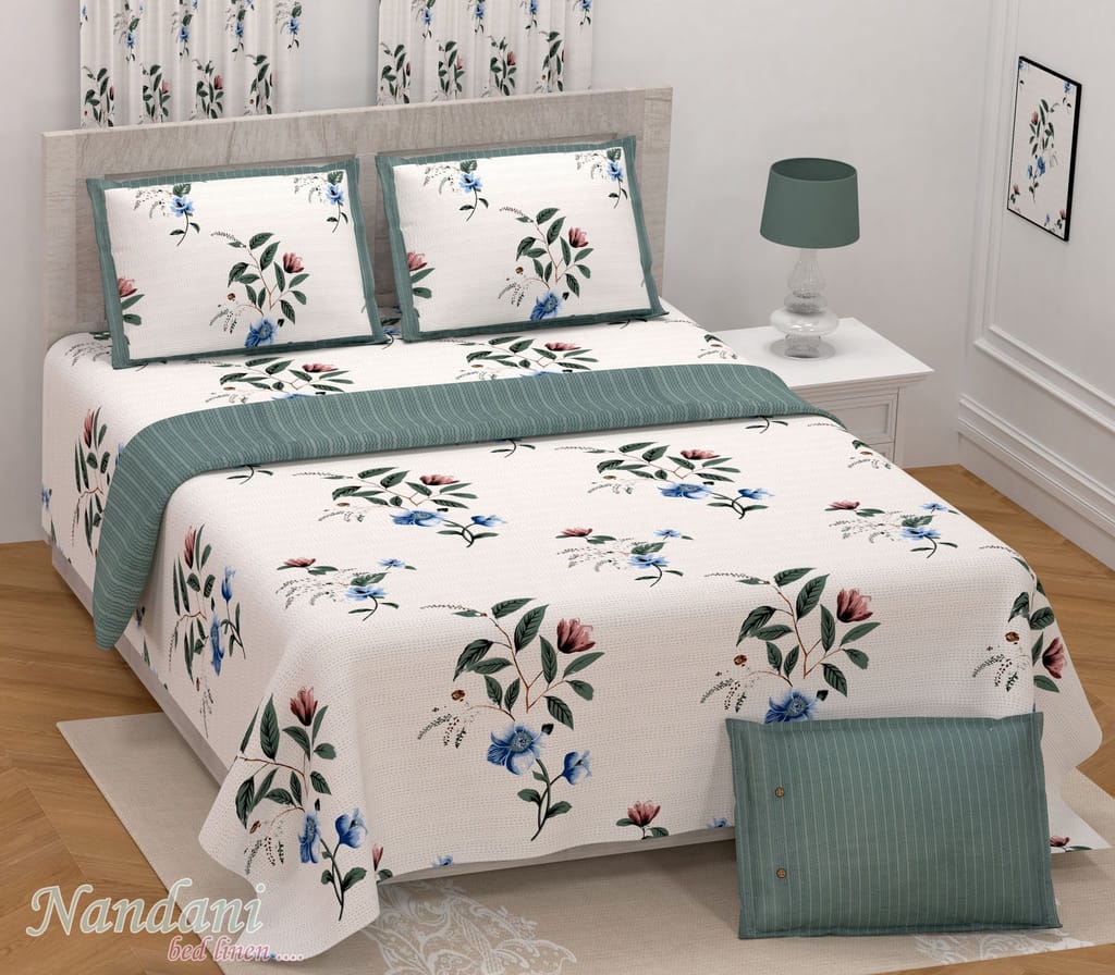 Bedsheet Adda Jaipuri Cotton Double Bedsheet King Size | Premium Rajasthani Block Print | Soft Pure Cotton Fabric | Durable & Skin-Friendly Bedsheet for Luxury Bedroom Décor