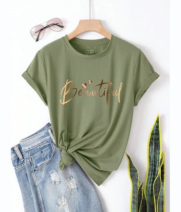 VIOUR Women Cotton Printed Oversized Round Neck T-Shirt ( Mint Green )