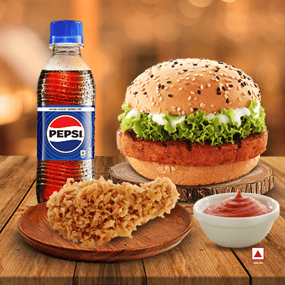 1pc Tandoori Chk Grilled Burger+ 1pc Fried Chk Classic+ 1 Pepsi 250ML